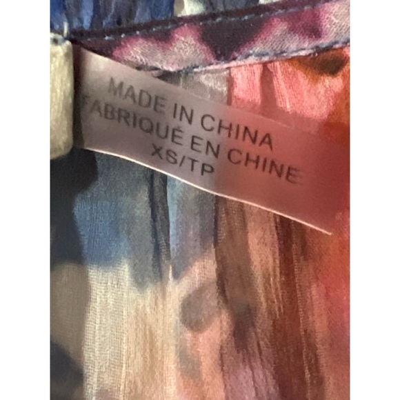 Alice + Olivia Red and Blue Ruffled Blouse with Mandarin Collar nwt - Picture 4 of 6